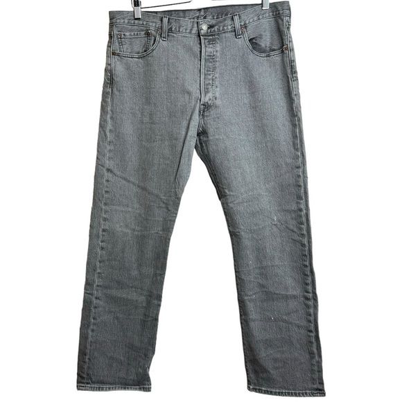 Levi's 501 Original Fit Grey Straight Leg Retro Rigid Denim Jeans Button Fly 36 - Picture 1 of 16